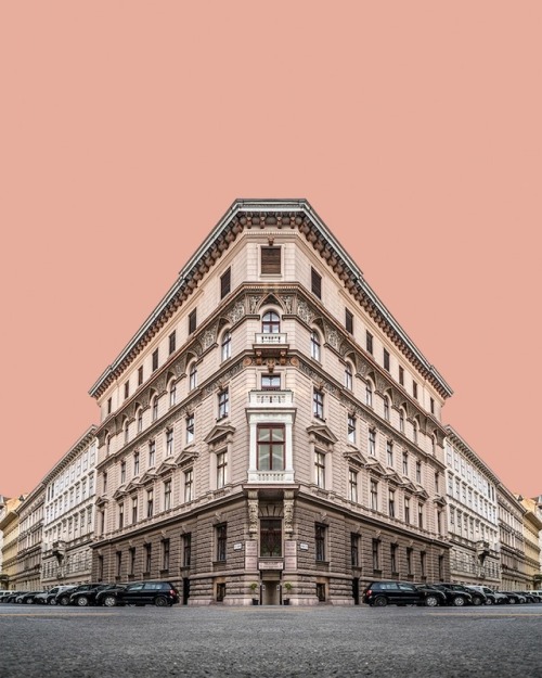 archatlas:    Corner Symmetry  In the words of the artist Zsolt Hlinka:My Corner Symmetry series takes the ideas from Urban Symmetry, and brings them one step forward. The buildings taken out of their usual environments return, but this time in a much