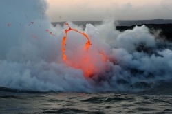 sonjabarbaric:  Kilauea volcano lava flow spitting into the air and ocean 