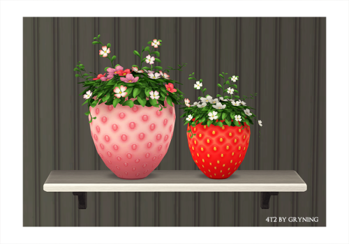 gryning:4t2 Strawberry PlantersConversion of @nolan-sims‘s Strawberry planters to The Sims 2. Comes 