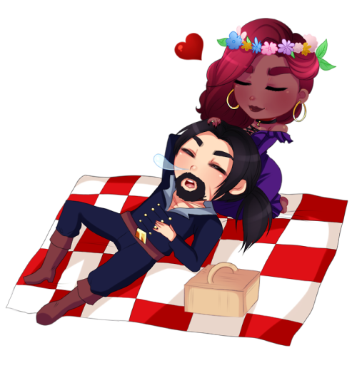   Finished chibi commission for GrandpaWarrior of his warrior OC and my warlock OC having a picnic. (◡‿◡✿)  Hi-Res version up on my Patreon!❤  Support me on Patreon if you like my work ! ❤❤ Also you can donate me some coffees through Ko-Fi