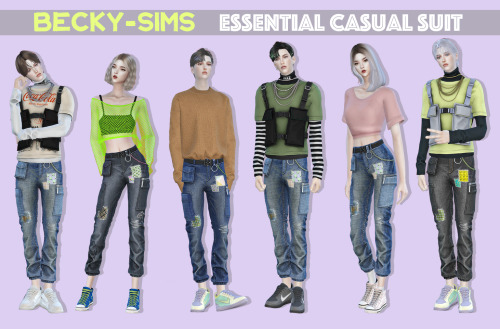 Becky-Sims Essential Casual SuitCreator: BeckySims4模拟人生4TOP+BOTTOM上衣+裤子Download【下载】: patreon TOP： ma