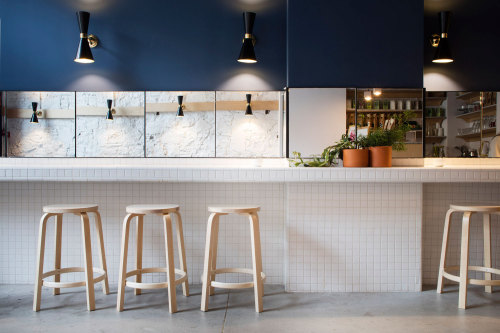 {Brooklyn-based design firm Studio Tack designed this hotel in Barcelona. The vibe is energetic and 