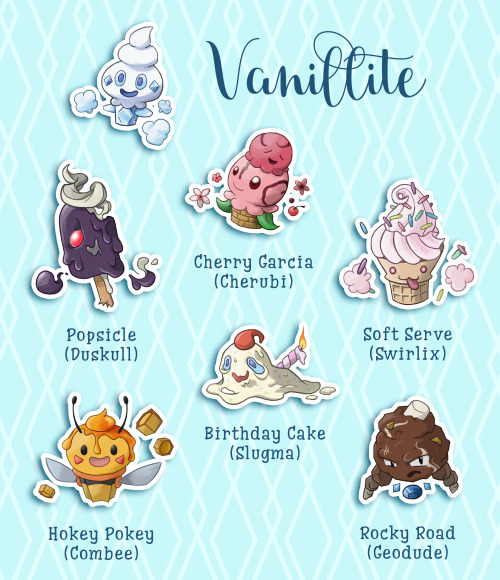 Pokémon breed variations are really fun! I hope to do more of these.Vanillite because ice cream come