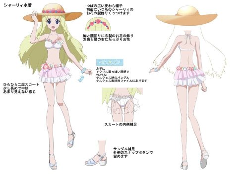 Characters design notes for Ix, Mileena, Shirley, Chloe &amp; Caius swimsuits outfits!Source: 1,