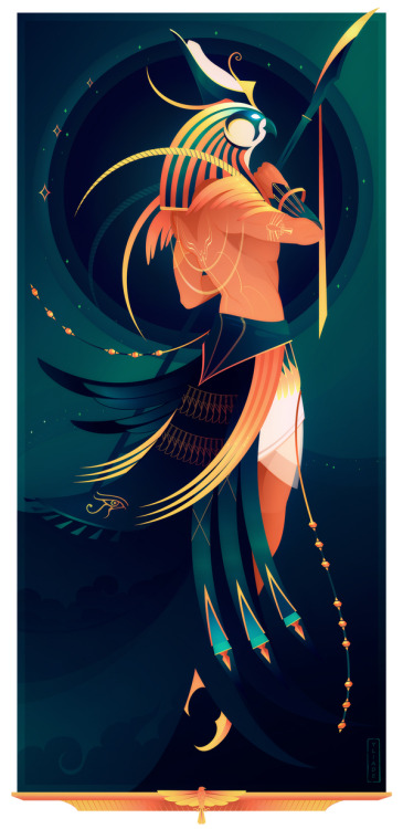 yliade-illustrations:Oracle card game project about the Egyptian Gods & Godesses / Drawn by me
