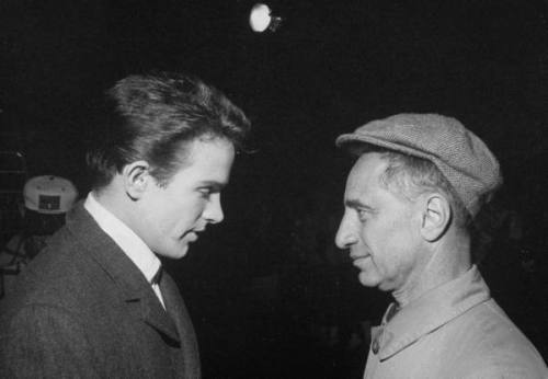 Warren Beatty and Elia Kazan on the set of Splendor in the Grass, 1961