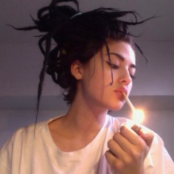 brokebitchantics:  six9oddess:  brokebitchantics:  six9oddess:  i hope those aren’t attempted dreads  They are  and she smoking a cigarette man she probably takes a shower once a week with no rag  True