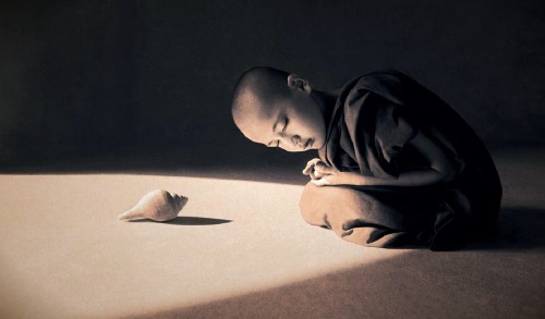 Ashes and Snow - Little Monk and Conch Shell by Gregory Colbert
