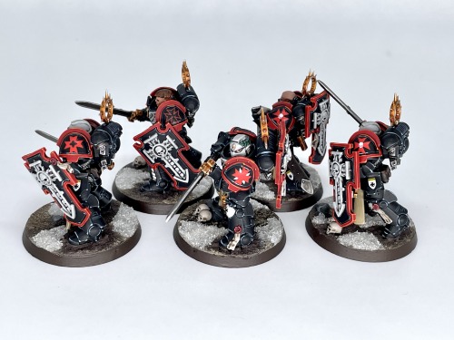 Black Templars Bladeguard Veterans, extremely detail-intensive models but I’m happy with how they ca