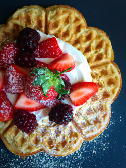 delicious-food-porn:  Barley Waffles with Sour Cream