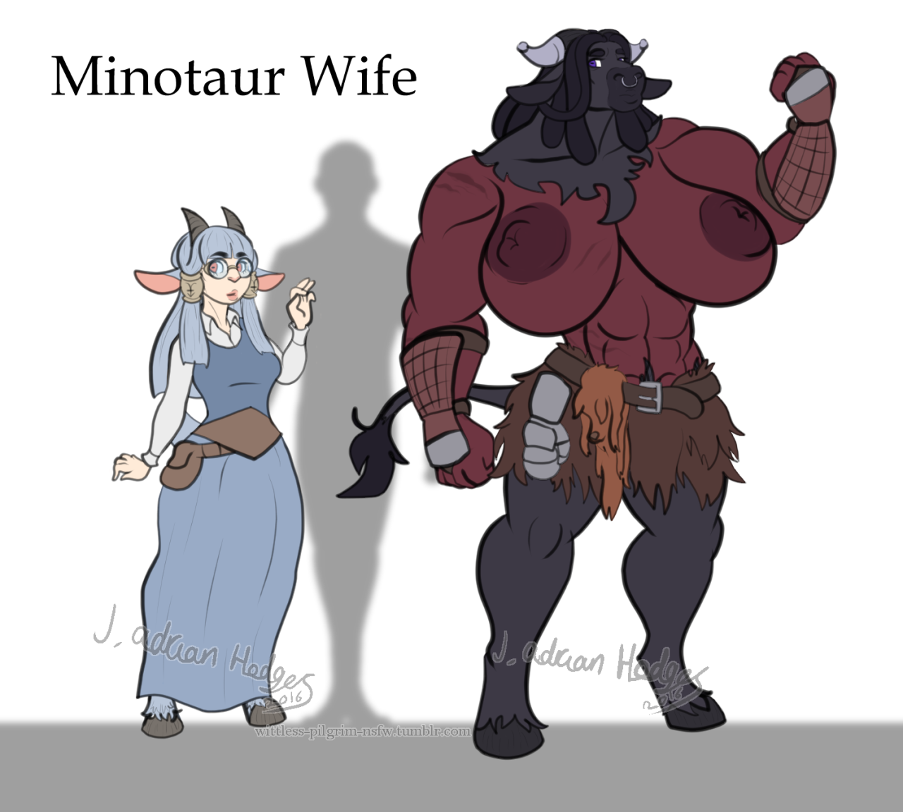 wittless-pilgrim-nsfw:  Minotaur wife character sheet V2! and improvement from the