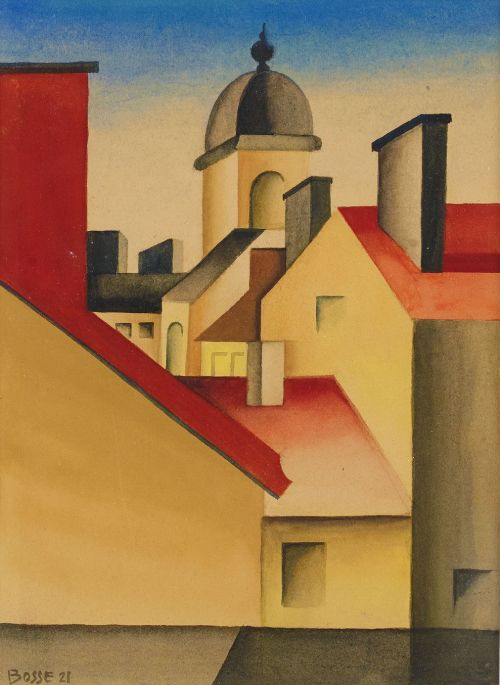 thunderstruck9:Bo von Zweigbergk (Swedish, 1897-1940), Stadsmotiv [Townscape], 1921. Watercolour on 