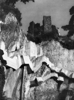 sosbrutalism:  Brutalism as man-made mountain:Stabilization of the Drachenfels (Dragon’s Rock) in the Siebengebirge, 1971–c.1975.Source: Betonprisma 32 (1976)