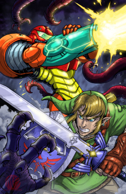 thecyberwolf:  Samus and Link Team Up  by Matt Frank (Kaiju Samurai) Deviant Art - Website  This would be a great team