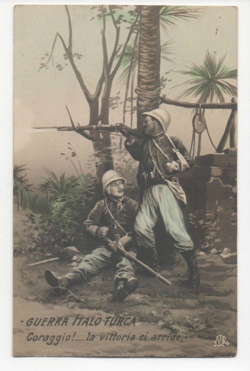 gunsandposes:A vintage Italian postcard commemorating the Italo-Turkish War, aka the Turco–Italian W