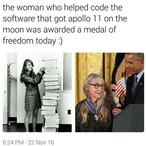 ambitiousbiologist:ithelpstodream:Her name is Margaret Hamilton.she didn’t just help, she wrote most