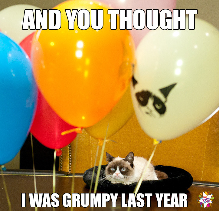 #GrumpyCat hopes her birthday is a reminder of how old you’re getting. Find out how #Friskies Party Mix is going to help...