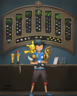 butt-berry: My boy Ash finally won his first major league conference, I’m so proud 😭 Here he is with all the badges and awards he collected along the way 