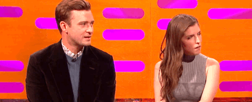 backshootingford: laughingfish: i-am-bechloe-trash: Justin Timberlake and Anna Kendrick react