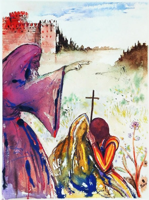 serpentitious:Salvador Dali’s rare 1975 illustration for Romeo and Juliet