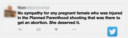 zoecravitz:   “He’s a 57 year old fuckwit. He shot – he is – he shot three people at an abortion clinic, ‘cause he was pro life. How can you be pro life and shoot someone?” – Russell Howard on the man who attacked an abortion clinic in