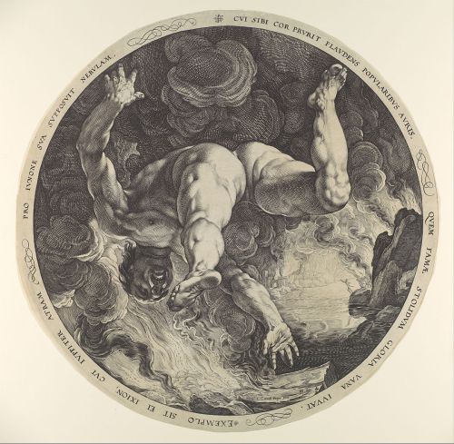 victorianink:The Four Disgracers - Tantalus, Phaeton, Icarus, and Ixion (1588) by Hendrick Goltzius