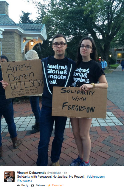 socialjusticekoolaid:   Today In Solidarity (10.4.14): Protesters in Washington, DC shutdown Georgetown for several hours, marching for justice for Mike Brown and an end to police brutality. So proud of the people still keep this going, around the country