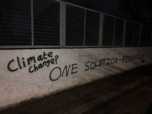 “Climate Change? One solution - Revolution! GAF (Green Anticapitalist Front)”Seen in Amersham, UK