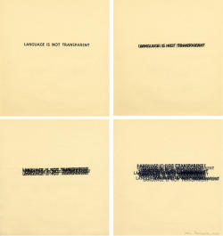 free-parking:  Mel Bochner, Language Is Not Transparent, 1969, rubber stamp on four sheets of paper
