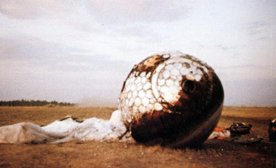 The Vostok “Sharik” descent capsule—a simple but effective cannonball design—that returned Yuri Gargarin and others from the earliest orbital spaceflights. The cosmonaut was ejected at 7,000 meters to parachute to earth; thus some have criticized the...