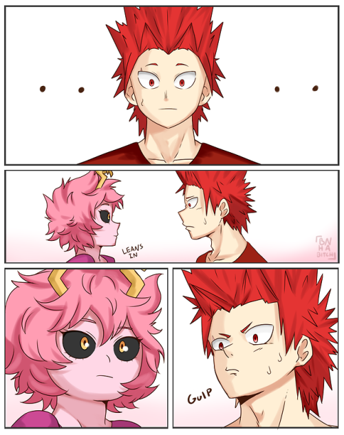 bnha-bitch:  I have a headcanon that Ashido is literally the best at staring contests hands down,The only one who can beat her is Tsu