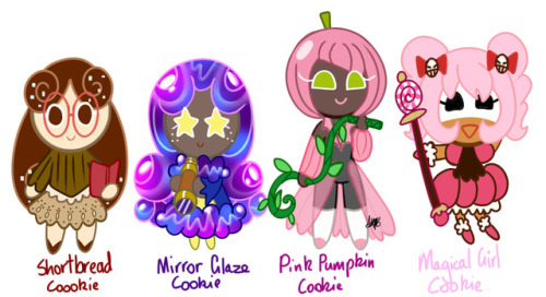 dizzy-cube:Drew my girls with the help of official cookie poses. (Hero, Mocha,Kumiho and Cherry Blos