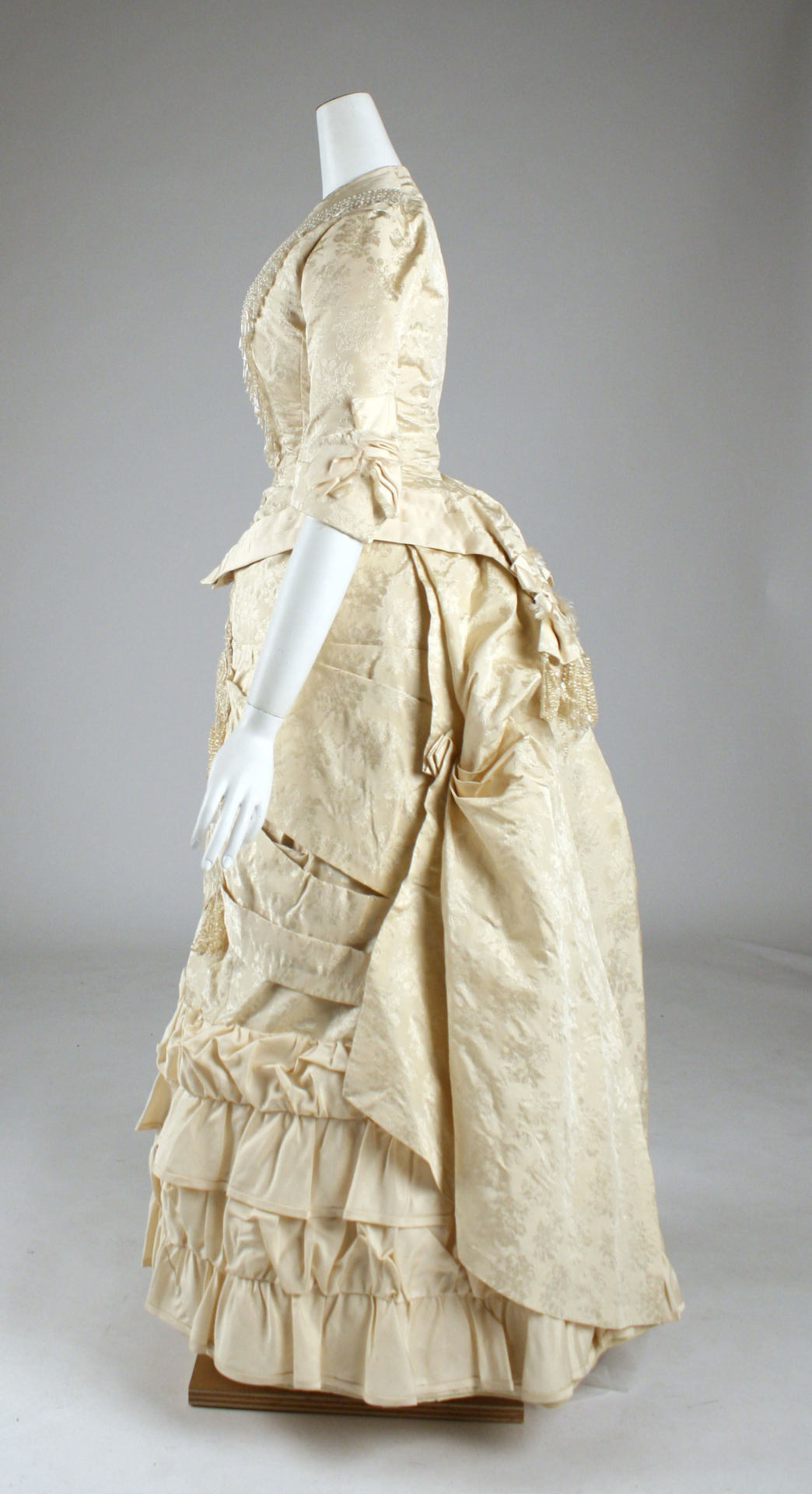 Ephemeral Elegance — Pearl and Glass Beaded Brocade Dress, ca. 1881 via...