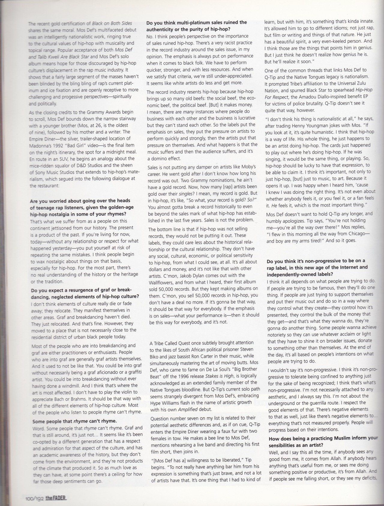 itsmattferran:  Mos Def interviewed by Miles Marshall Lewis for The Fader, Spring