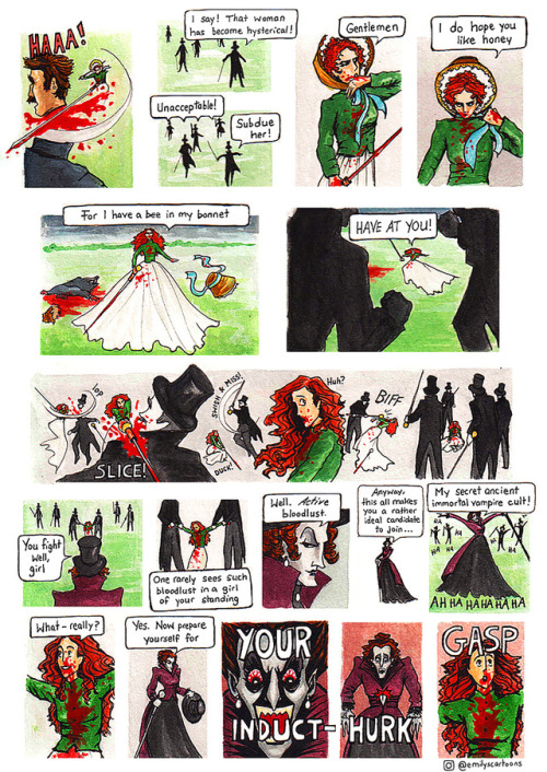 emilyscartoons: Reposting my comic Bloodlust &amp; Bonnets (part I)This was written as a short s