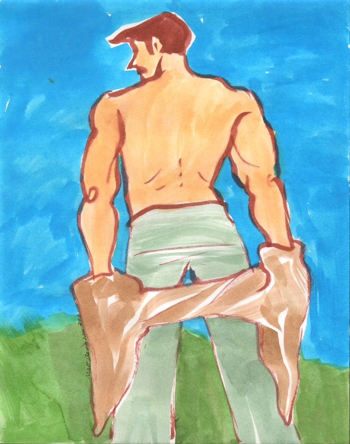 Drawings of Dale Stones done at Dr. Sketchy&rsquo;s Boston. Ink and watercolor