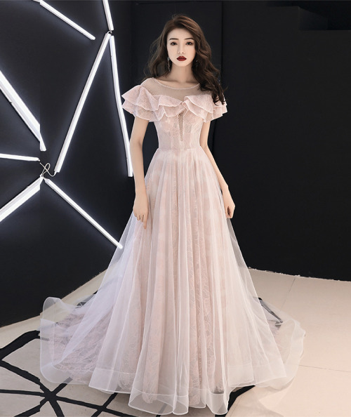 promdress-lovedress: (via Pink lace tulle long prom dress pink evening dress from Little Cute)