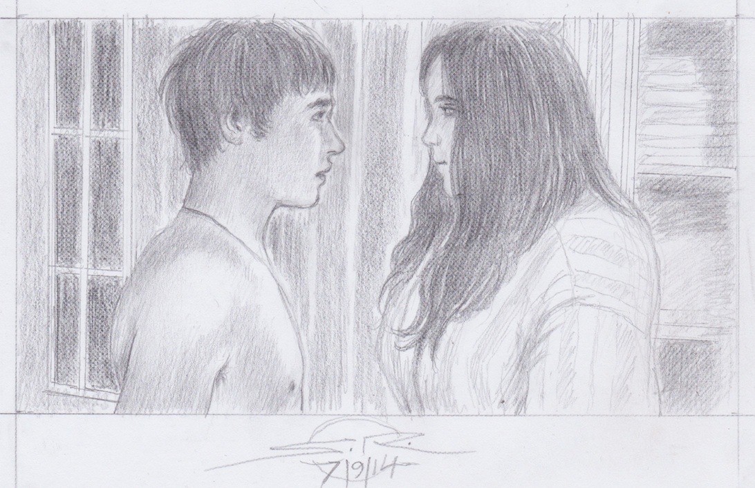 pinkyandrexa:  My sketch of Finn and Rae in the final scene, end of series 2 of MMFD