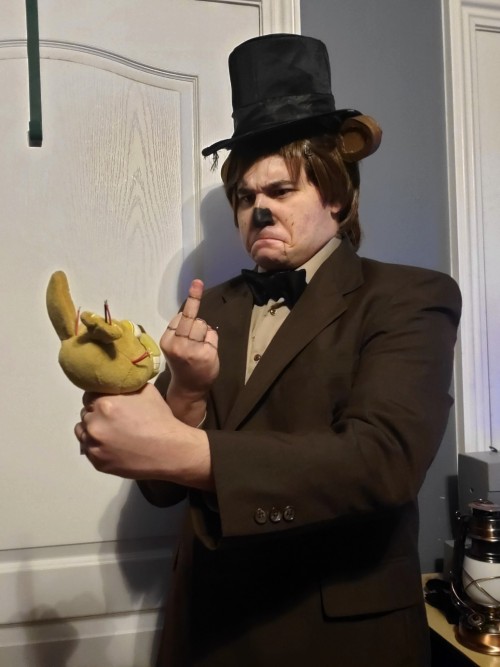 Here Have Freddy Taking A Selfie Of Him And His Own Game Then Doing The Funni Finger Gesture At Springles