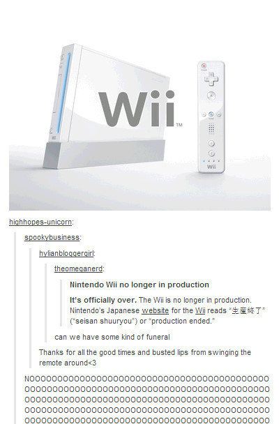 asktheconsoleponies:  askemeraldstar:  i did a thing Seriously though, I hope this is just a sick joke. I mean, I played Playstation 2 when I was a kid and they discontinued that, and now I have a Wii and they take THAT away. Can’t I have one good game