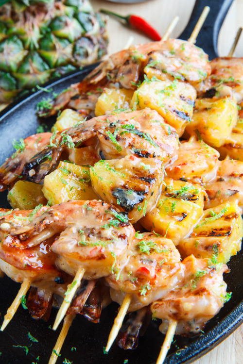 ilufood:   Grilled Coconut and Pineapple Sweet Chili Shrimp