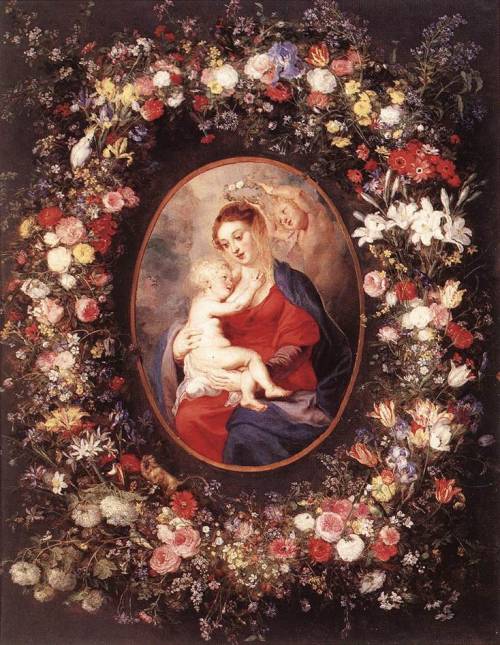 The Virgin and Child in a Garland of Flowers, 1621, Peter Paul RubensMedium: oil,canvas