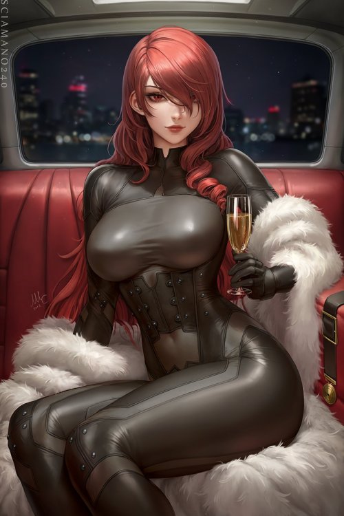 xsirboss:   Mitsuru Kirijo from Persona, enjoying some fancy time before the arena. 2nd pic from this month’s pack.   Sciamano240’s Art@sciamano240https://twitter.com/sciamano240/status/1626622310378610688/photo/1 