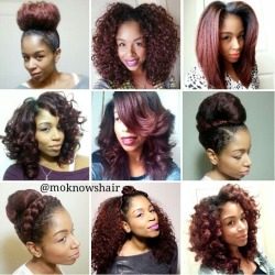 conceivethedream:  postracialcomments:  whitepeoplestealingculture:  youngblackandvegan:  the versatility of our hair it’s just magical  Yes it is and I love it.- Jess  Black folks hair…gahdamn I love it  What color is this? This is the hue I want.