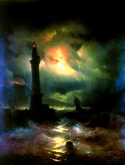nigra-lux:AIVAZOVSKY, Ivan (1817-1900)Neapolitan Lighthouse (Неаполитанский маяк)1890Oil on canvas, 