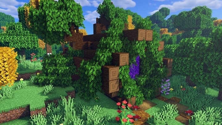 Minecraft Nether Portal Design Inside A Fallen Tree Trunk