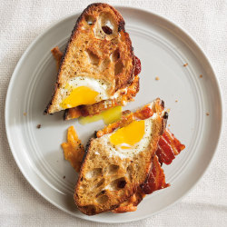 fattributes:  Egg-in-a-Hole Sandwiches with Maple-Glazed Bacon