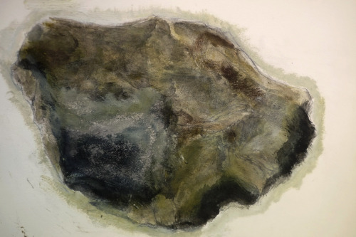 Untitled #31 (stone), mixed media on paper, 28x41 cm, 2019