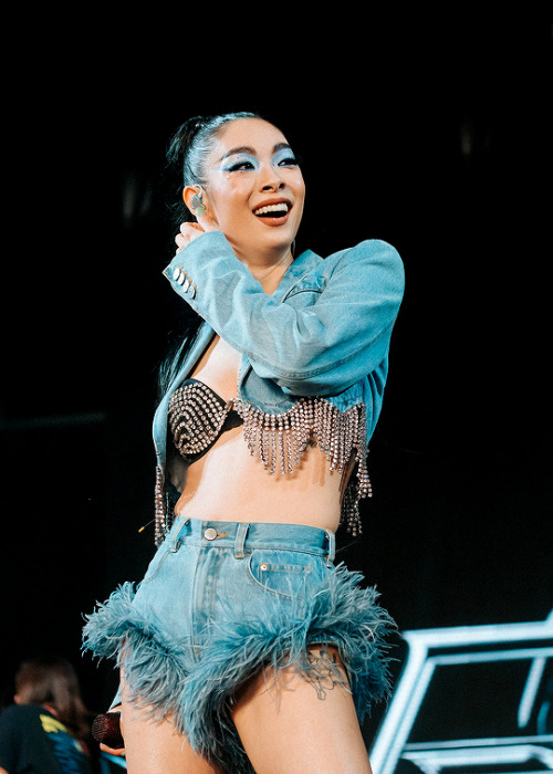 Rina Sawayama photographed during the Coachella Festival in Indio, California