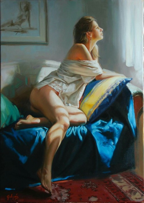 artbeautypaintings:Spring sunshine - Laszlo Gulyas